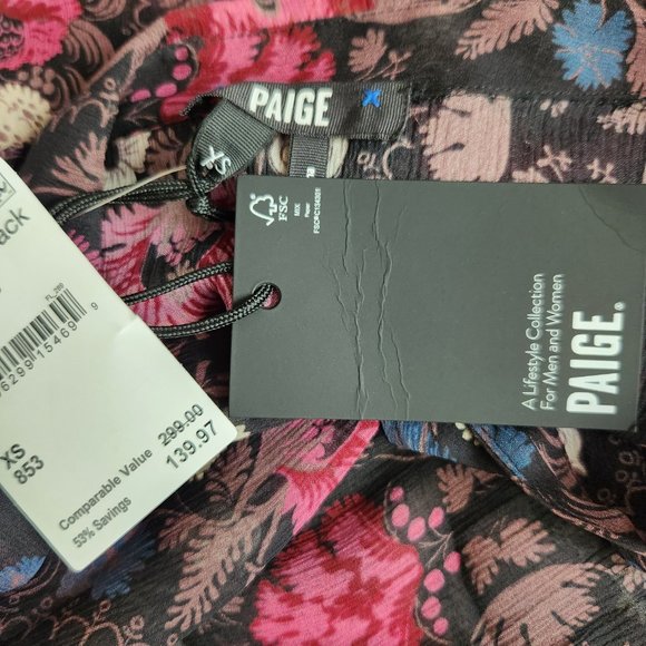 PAIGE Jodelle Floral Print Silk Blouse in Black, XSmall - Picture 13 of 16